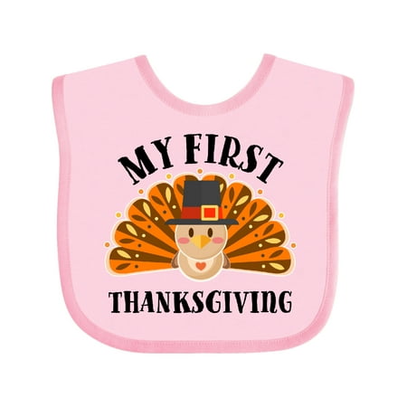 

Inktastic My First Thanksgiving Cute Turkey Pilgrim Hat Gift Baby Boy or Baby Girl Bib