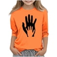 thumbnail image 2 of YUNAFFT T-shirts Orange pour Enfants Manches 3/4 Imprimé Créatif Col Rond Style Décontracté Vacances, 2 of 6