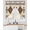 thumbnail image 2 of Southwest Swag Valances for Windows, Brown Bohemian Abstract American Aztec Rod Pocket Sheer Valances for Large Windows, Swag Toppers Light Filtering for Kitchen Living Room 2 Panels 36''x63'', 2 of 6