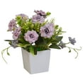thumbnail image 1 of Artificial Potted Flower Lifelike Fake Cloth Flower Plastic Flowerpot Simulation Floral Decor  Red, 1 of 7