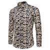 Casual Hombres Floral Manga Larga Playa Turn Down Collar Botón Camisa (Negro 2Xl-200192.04 Tmvgtek Caballero