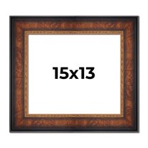 15x13 Frame Brown Walnut Gold Ornate Trim Solid Wood Plein Air Picture Frame | 3 Inch Moulding