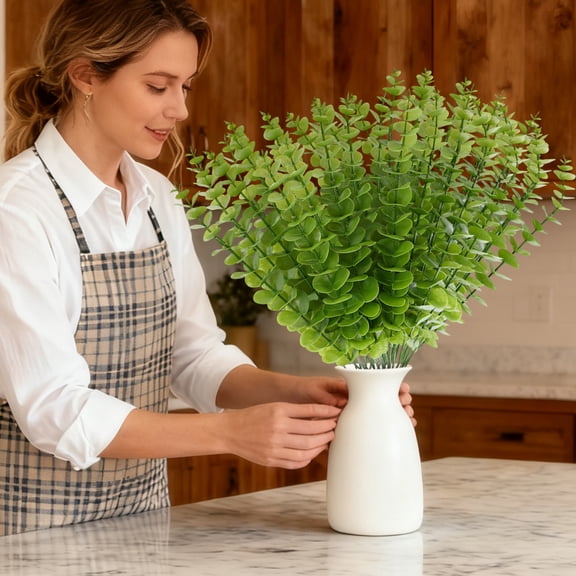 20pcs Premium Realistic Artificial Eucalyptus Leaves Faux Greenery for Versatile Floral Arrangements Wedding Home & Party Decor Accessories Mint Green