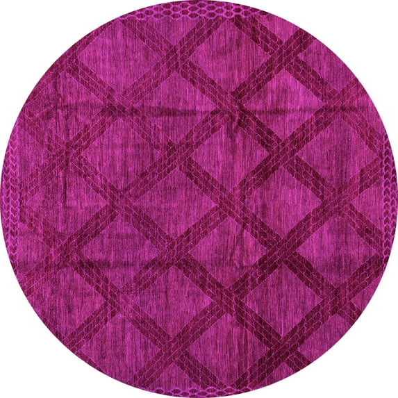 Ahgly Company Indoor Round Abstract Pink Modern Area Rugs, 3' Round
