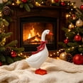 thumbnail image 4 of Christmas Resin Goose Figurine, 11.6in Holiday Tabletop Ornament, Festive Goose Statue for Mantel, Shelf, Entry Table, Party Centerpiece and Warm Cozy Seasonal Home Decoration, Red, 4 of 5