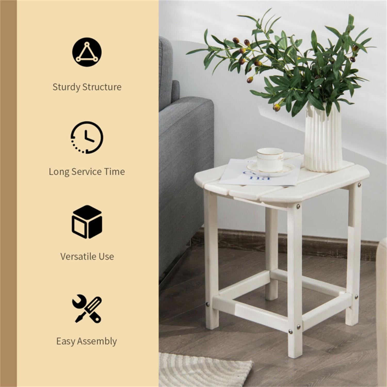 Demi Bonn 18" Weather Adirondack Resistant Outdoor Side Table for Garden Yard Patio, Small Outside End Tabledoor or Outdoor Use, White
