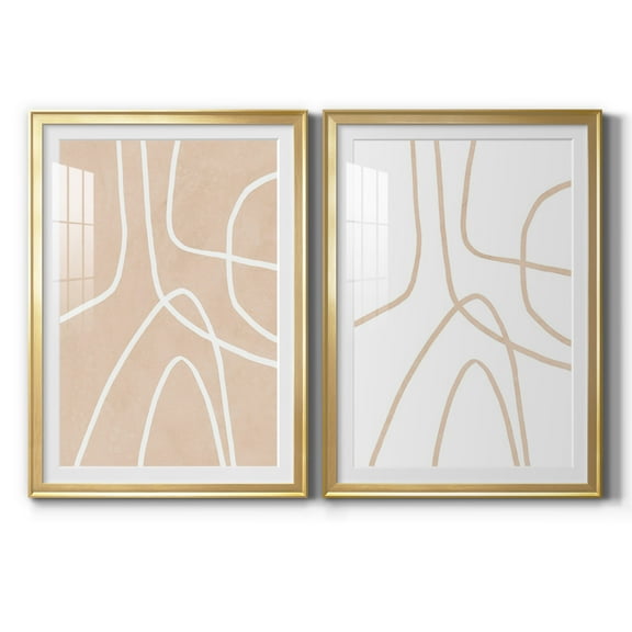 Wexford Home Clean Contour I Premium Framed Print, 30.5" x 42.5" - Ready to Hang, Gold (Set of 2)