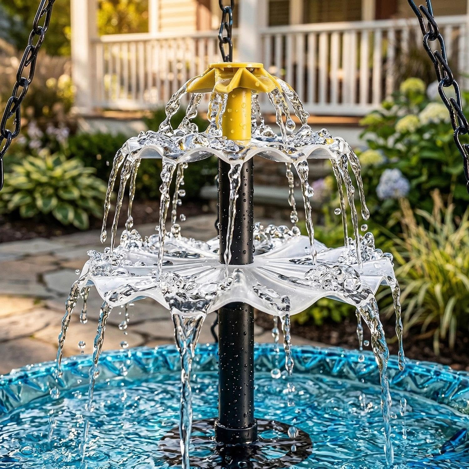 Solar Cascade Hanging Bird Bath Fountain, Creative Designs, Outdoor Decorations, Garden Gifts, Large Humming Birds Bath Fountain