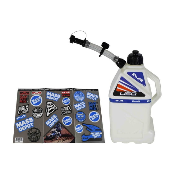 Matrix Concepts M3 4.0 Gal White USA Utility Can Easy Pour Nozzel w Sticker Kit