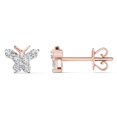 thumbnail image 4 of 0.10 Carat Natural Round White Diamond Butterfly Stud Earrings for Women in 10K Rose and White Gold, 4 of 4