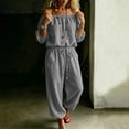 thumbnail image 5 of JOANKDMI Off The Shoulder Jumpsuits for Women Casual Long Rompers with Pockets Loose Fit Elastic Waist Drawstring Summer Beach Outfits Flowy One Piece Overalls, 5 of 6