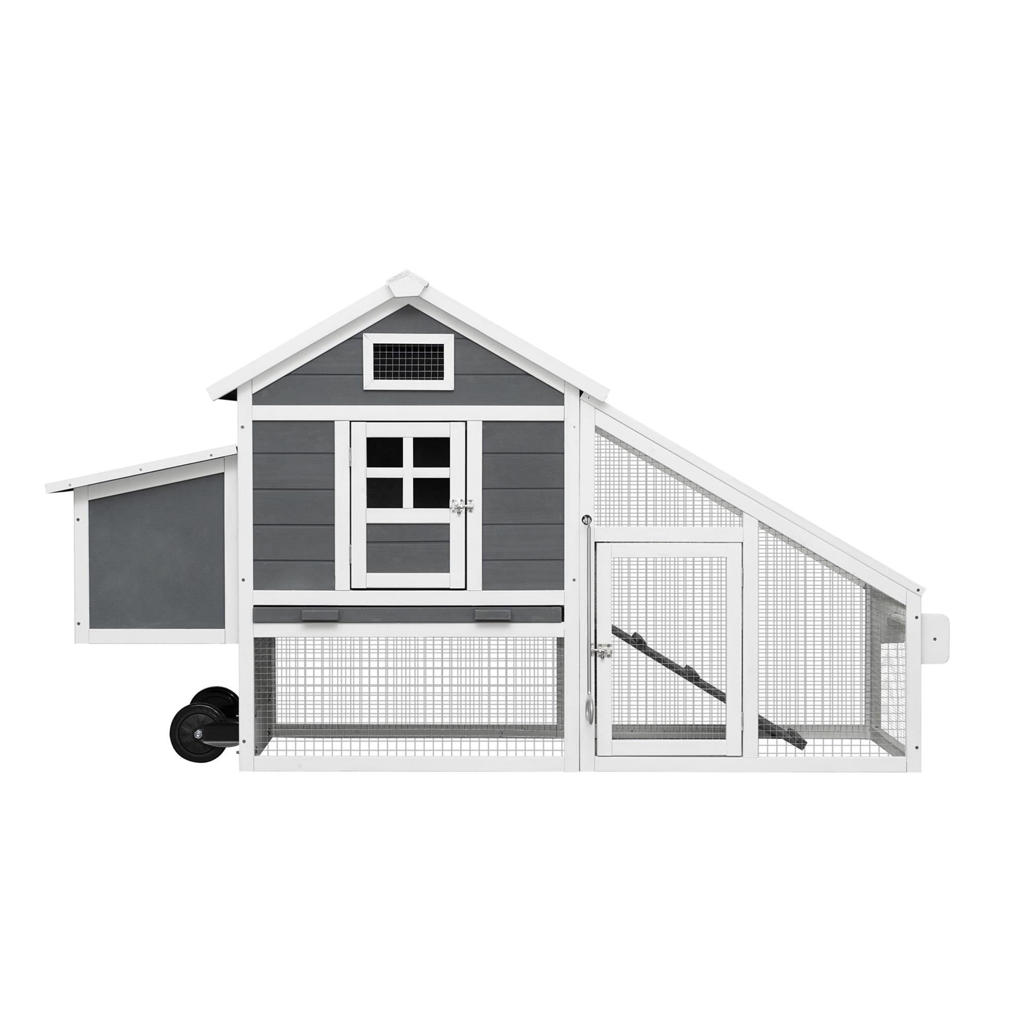 Pefilos 70" Wooden Rabbit Hutch, Large Outdoor Hen House, Bunny Hen Cage with Ventilation Door, Removable Ramp Garden Backyard Pet Poultry House Box, Gray Pefilos 70" Wooden Rabbit Hutch, Large Outdoor Hen House, Bunny Hen Cage with Ventilation Door, Removable Ramp Garden Backyard Pet Poultry House Box, Gray