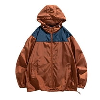 qolati Men's Packable Rain Jacket Sun Protection Windbreaker Outwear Pockets Quick Dry Lightweight Full Zip Raincoat with Hood