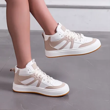 

Color-block High Top Skate Shoes For Women Lace-up Women‘s Casual Sports Shoes
