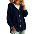 thumbnail image 2 of Women Loose Button Front Hooded Knit Cardigan, Drop Shoulder Long Sleeve Casual Sweater Jacket 2XL, 2 of 6