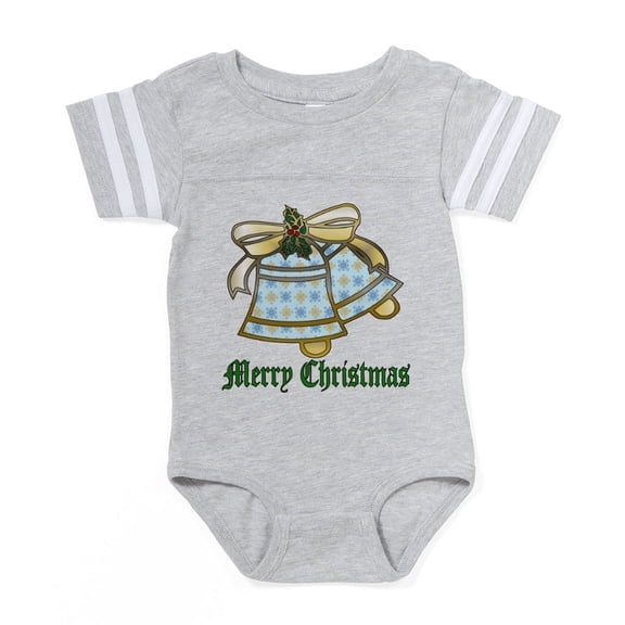 CafePress - Merry Christmas Bells - Cute Infant Baby Football Bodysuit