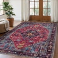 thumbnail image 3 of Lahome Decor 5'x7' Area Rug for Living Room,Machine Washable Non Slip Inside Floor Mat,Vintage Rug,Low Pile Lightweight Vintage Rug for Bedroom Dining Room Office Farmhouse,Purple, 3 of 9
