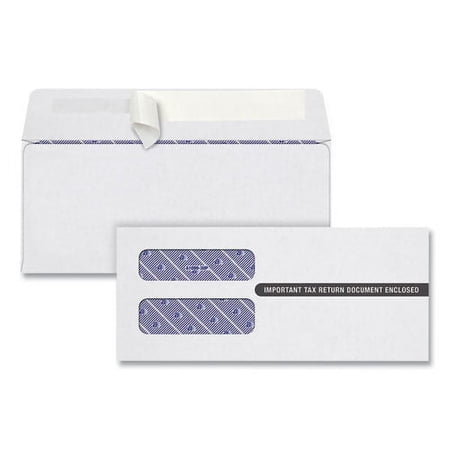 1099 Double Window Envelope, Commercial Flap, Self-Adhesive Closure, Contemporary Seam, 3.75 X 8.75, White, 24/pack | Bundle of 5 Packs