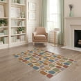 thumbnail image 2 of ODIKA 4'x6' Beige Multicolor Geometric Mosaic Washable Area Rug Mid Century Modern Abstract Rounded Rectangle Shapes Artistic Composition Pet Friendly, Non-Shedding for Bedroom, Reading Nook, 2 of 7