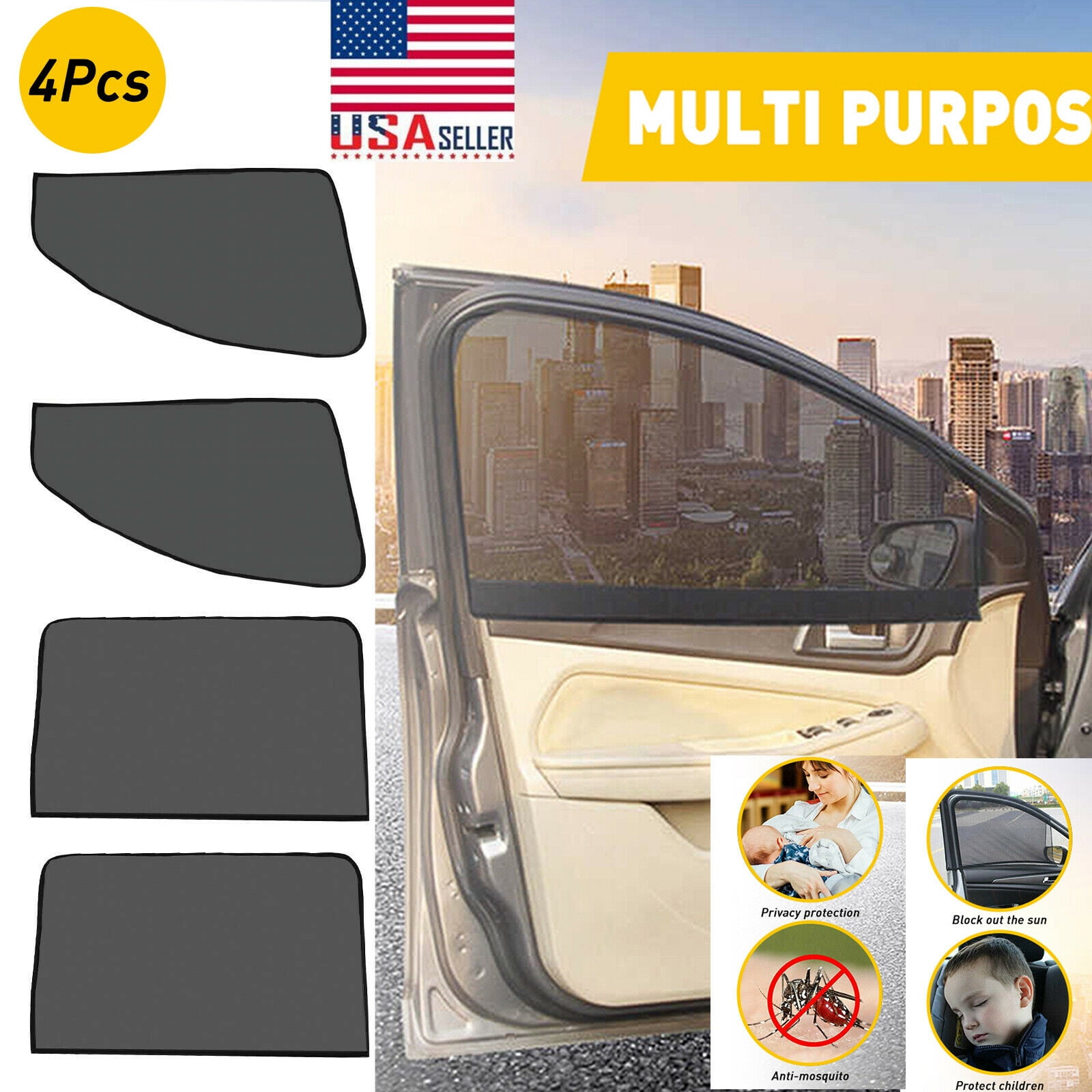 2 packs set Premium Mesh Car Sun Shades Cover for rear side window UV Protection| Blocks Sun glare and allows fresh air flow Easy installation 