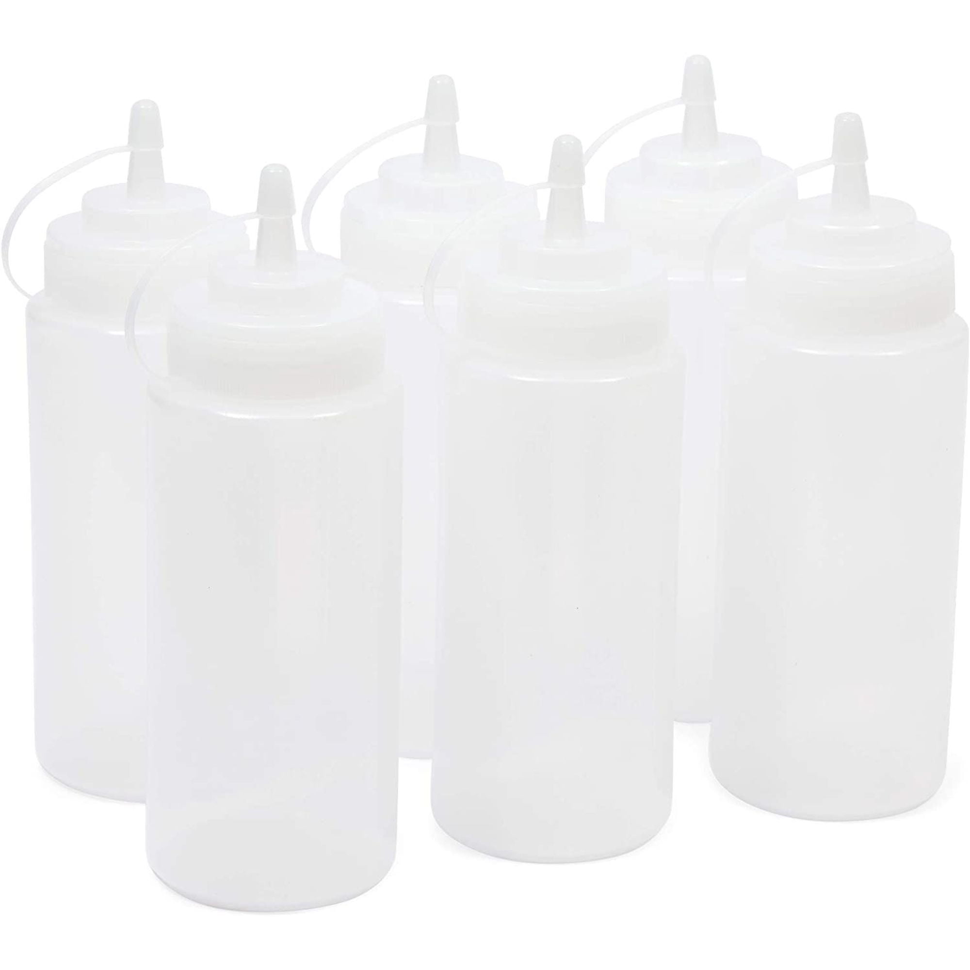 6Pack 16 oz Plastic Condiment Squeeze Bottles Ketchup Mustard with