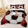thumbnail image 3 of Manfei Football Sport Queen Comforter Set For Boys,Ball Games Pattern Comforter Sets Queen,Red Black,Black Reversible,3 Pieces,1 Comforter and 2 Pillowcases, 3 of 8