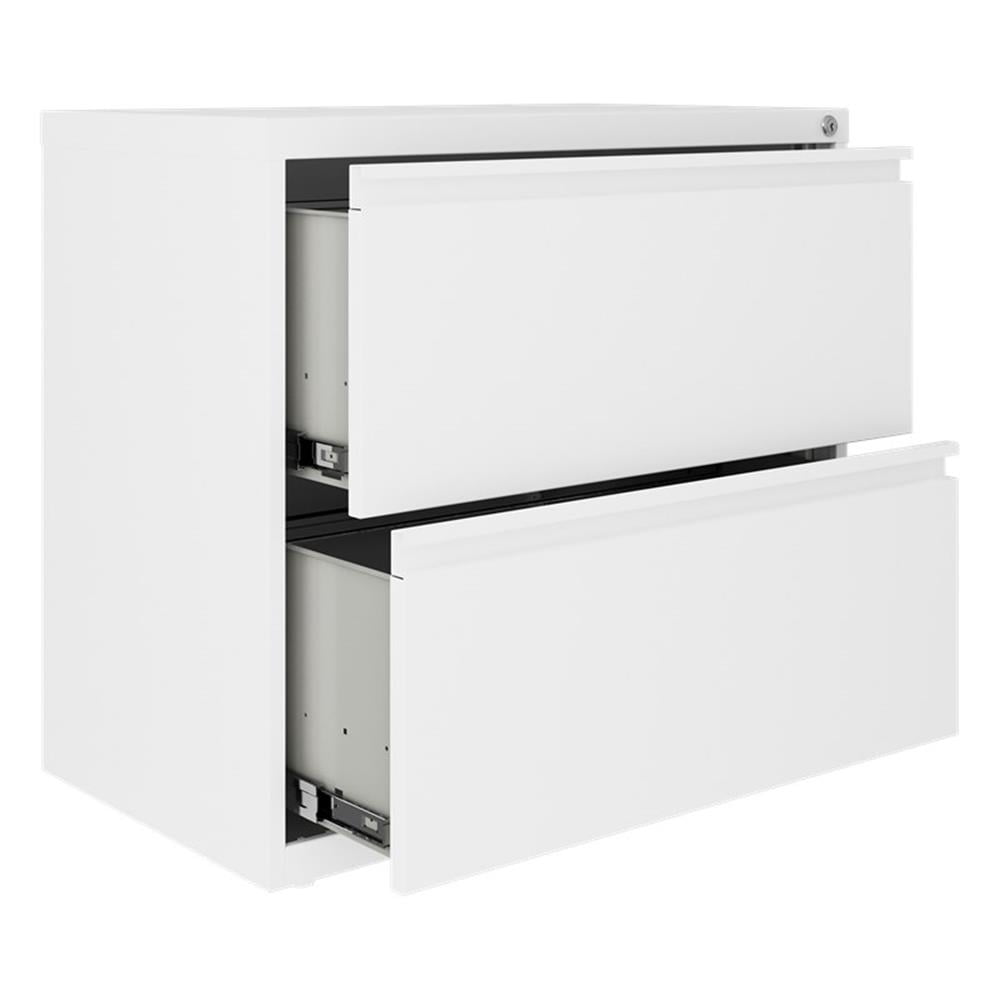 Hirsh 30"W 2 Drawer Metal Lateral File Cabinet Set White. Front to Back Rails