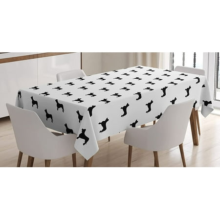 

Mindunm Dog Lover Tablecloth Monochrome Dachshund Silhouettes Breed Dog Domestic Canine Pattern Active Pet Rectangular Table Cover for Dining Room Kitchen Decor 60 X 84 White and Black