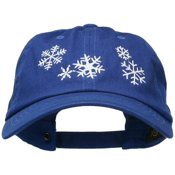 Snowflakes Embroidered Unstructured Washed Cap - Royal OSFM