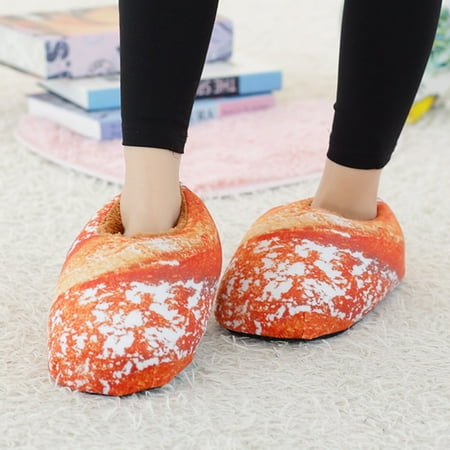 

Womens New 3D Bread Stuffed Slippers Winter Warm Home Indoor Carpet Shoes