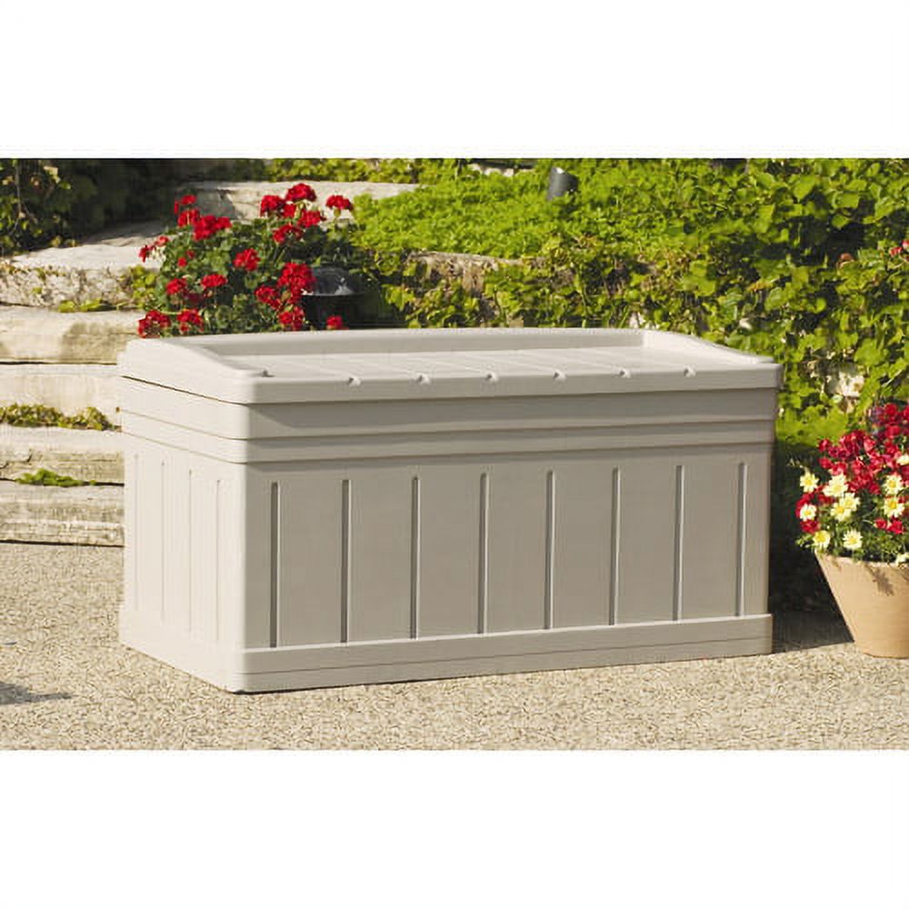 Suncast Horizontal 129 Gallon Stay Dry Outdoor Deck Storage Box Resin with Seat, Taupe, 10.1 in D x 10.1 in H x 10.1 in W, 47 lb - image 2 of 6