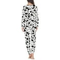 thumbnail image 3 of SCRAWLGOD Cow Print Women Pajamas Set Long Sleeve Pjs for Women Set Fall Clothes Crewneck Ladies 2 Piece Pajama Set Size 3XL Breathable Ladies Jogger Pjs Set, 3 of 6