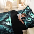 thumbnail image 5 of Homewish Magic Dragon 7pcs Queen Bedding,Moon Print Bedding Comforter Set Queen,Green,Black Reversible, 5 of 8