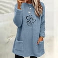 thumbnail image 2 of lcziwo Womens Winter Warm Fuzzy Fleece Sweatshirts Cute Heart Graphic Long Sleeve Crewneck Sherpa Pullover Loose Comfy Loungewear Thermal Tops with Pockets Lightning Sales of Today Blue XL, 2 of 6