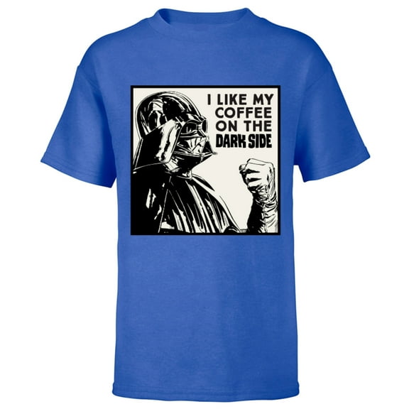 Star Wars Darth Vader I Like My Coffee On the Dark Side - Short Sleeve T-Shirt for Kids - Customized-Royal