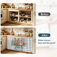thumbnail image 4 of Pink Spring Floral Cabinet Curtain 32"Wx55"L, Dustproof Pantry Door Curtain with Self Adhesive Tape, Flowers Gray Plaid Farmhouse Tall Storage Cover Privacy Drape for Bathroom Kitchen Laundry Room, 4 of 9