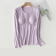 thumbnail image 2 of Swuxness Maternity Breastfeeding Long Sleeve Pajamas, Women's Fall Home Tops, Pregnancy Solid Color Comfortable Daily Wear Nursing Clothes Shirts for Women Purple, XL, 2 of 4
