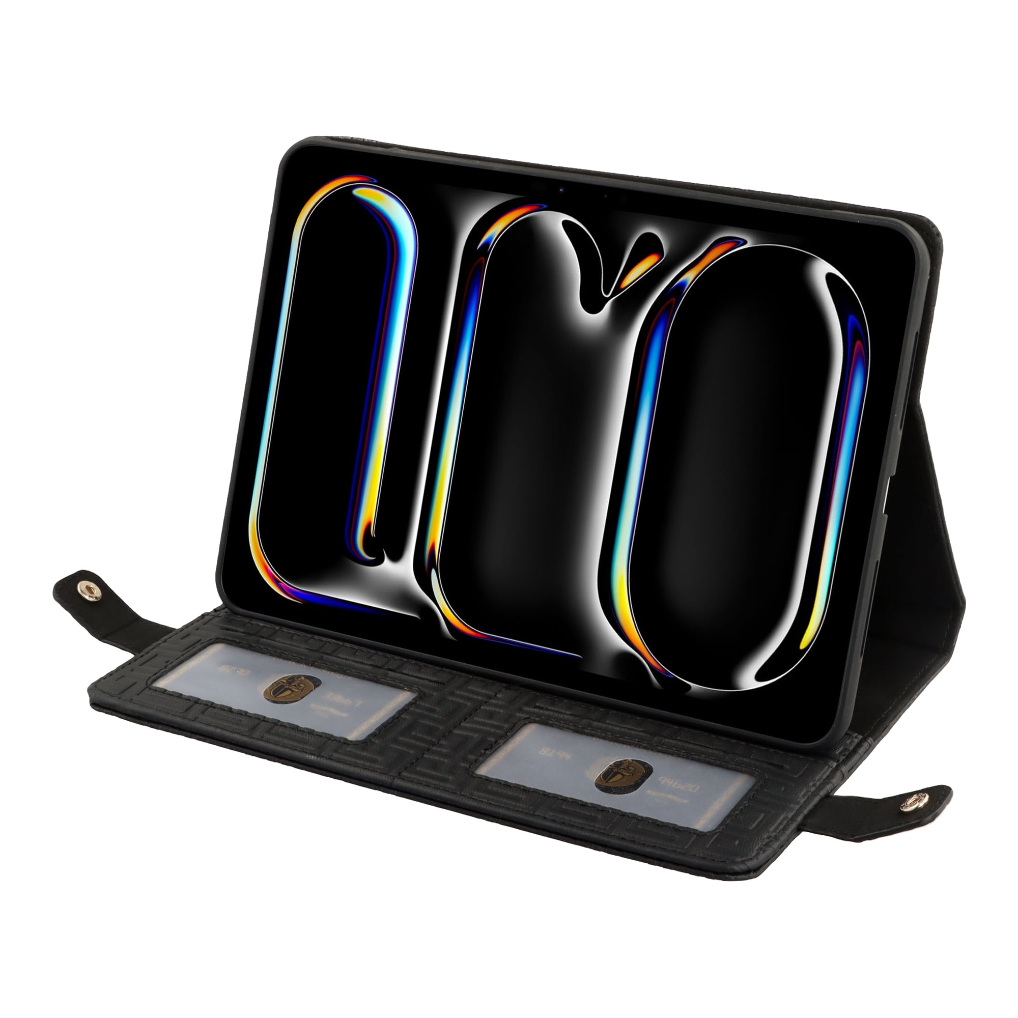 Dteck Case for iPad Pro 12.9 Case 6th/5th/4th/3rd Generation 2022/2021/2020/2018, iPad Air 13" 2024 Slim Protective Case with Pencil Holder Envelope Pocket Hand Strap Holder Crossbody iPad Case,Black