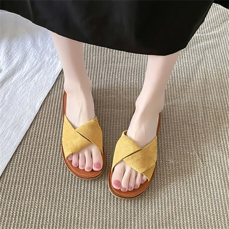 

Vedolay Slipper Thick Quick Drying Soft Pillow Slipper Indoor & Outdoor Open Toe Slippers for Women Beige 7.5
