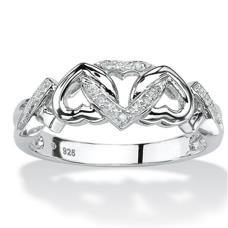 - Diamond Accent Interlocking Hearts Promise Ring in Platinum over Sterling Silver