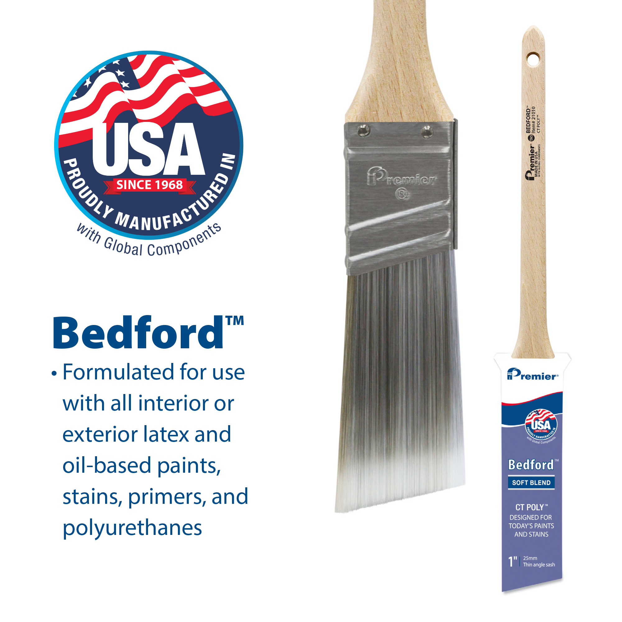1 in. Bedford CT Poly Thin Angle Sash Household Paintbrush, Polyester