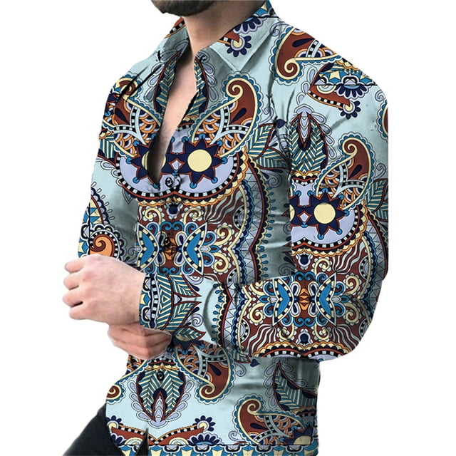 Chemise pour Homme Rétro Street 2024 Printemps/été Automne/hiver Mode Chemise pour Homme Imprimée 3D Manches Longues Haut à Boutons