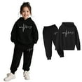 thumbnail image 4 of Kids Kids Toddler Sweatsuit,2 Piece Long Sleeve Black Hoodie Leggings Pants Fall Clothes Size 5-6 Years Girls Clothes Cute&nbsp;Boys Girls&nbsp;Clothing, 4 of 6