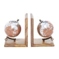 thumbnail image 6 of DecMode 6" Globe Brown Wood Bookends (Set of 2), 6 of 9