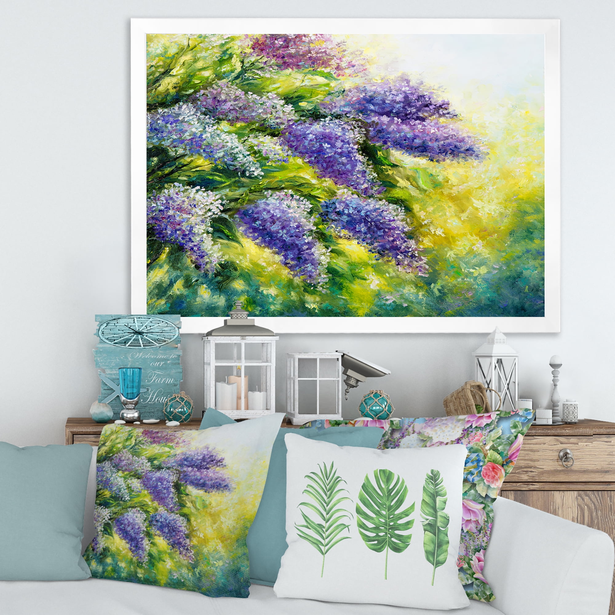 Designart 'Impressionism Lilac Tree In The Garden' Traditional Framed Art Print