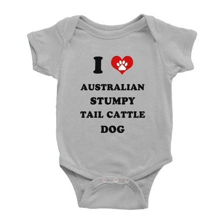 

I Heart Australian Stumpy Tail Cattle Dog Funny Cute Baby Bodysuit Jumpsuits (Gray 18-24 Months)