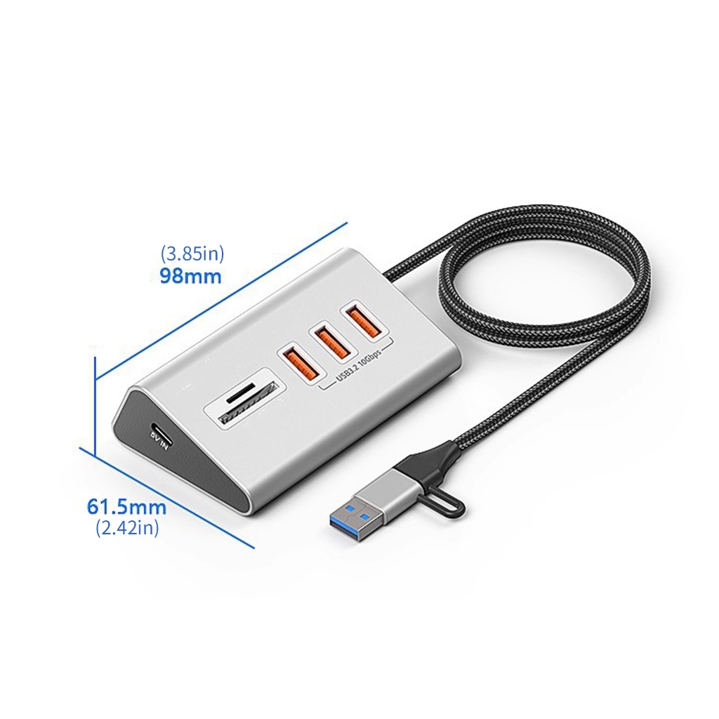 PatungKu Small USB Type C And USB A 3.2 Hubs with Cards Reader Strong Aluminum Alloy Case