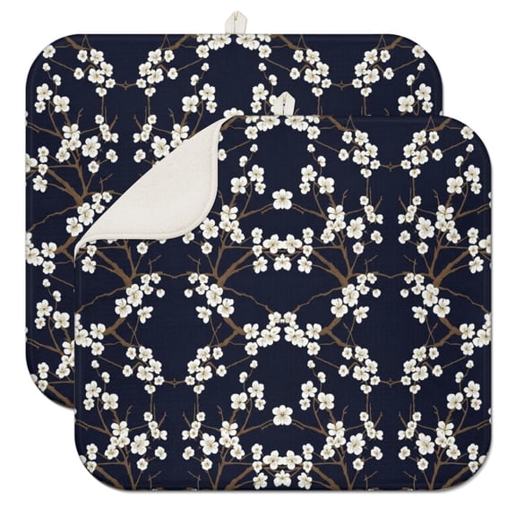 Pioneer Flower Floral Print Pattern Kitchen Dish Drying Mat 1 Pack, Ultra Absorbent Microfiber Drainer Mat, 16"x18"