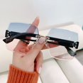 thumbnail image 3 of Gafas de sol sin marco Gafas de sol de moda para mujer Gafas de sol con montura grande y protección ultravioleta, 3 of 5