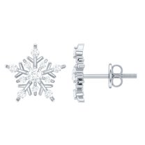 Rosec Jewels 1/2 CT Moissanite Stud Earrings, Snowflake Earrings for Women (D-VS1 Quality), 925 Sterling Silver